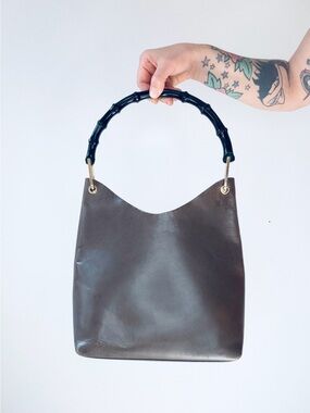 1990s Gucci Bamboo Hobo Shoulder Bag